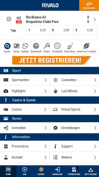 Rivalo Casino Homepage Mobile
