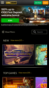 EuroGrand Homepage Mobile