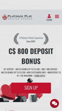 Platinum Play Homepage Mobile
