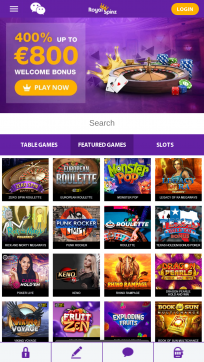 RoyalSpinz Homepage Mobile