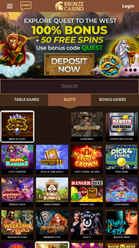 Bronze Casino Homepage Mobile