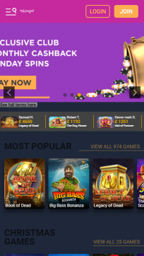 Millionpot Homepage Mobile