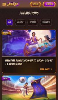 AbuKing Casino Homepage Mobile