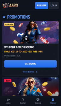 Aerobet Casino Homepage Mobile