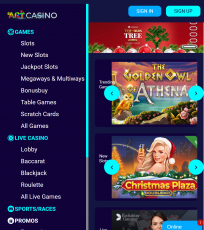 ArtCasino Homepage Mobile
