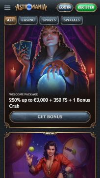 Astromania Casino Homepage Mobile