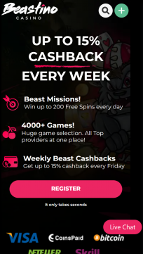 Beastino Casino Homepage Mobile