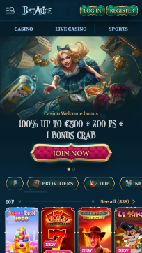 BetAlice Casino Homepage Mobile