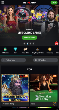 BetAmo Homepage Mobile
