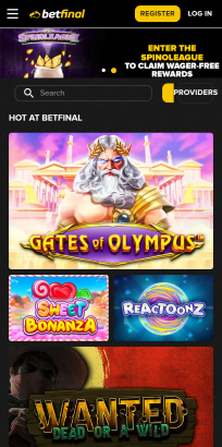 Betfinal Casino Homepage Mobile