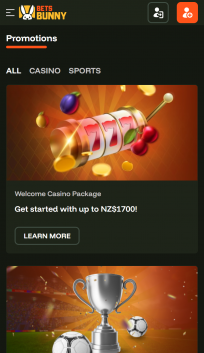 Bets Bunny Casino Homepage Mobile