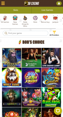 Bob Casino Homepage Mobile
