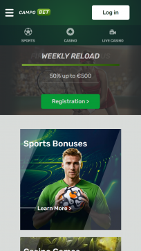 CampoBet Casino Homepage Mobile