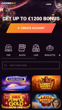 Casinonic Homepage Mobile