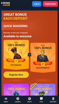 Coins.Game Homepage Mobile
