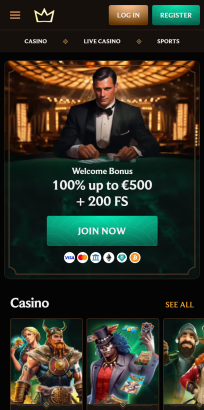 CrownPlay Casino Homepage Mobile