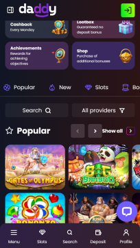 daddy Casino Homepage Mobile