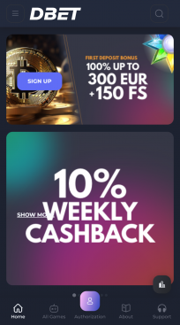 Dbet Casino Homepage Mobile