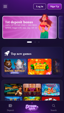 DreamSpin Casino Homepage Mobile