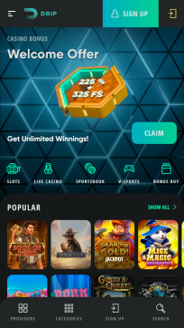 Drip Casino Homepage Mobile