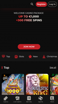 GodOfCasino Homepage Mobile