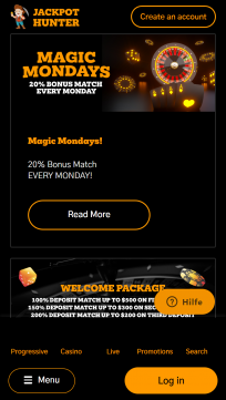 JackpotHunter Homepage Mobile