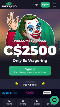 Jokersino Casino Homepage Mobile