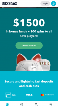 Lucky Days Casino Homepage Mobile