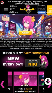 Lucky Niki Homepage Mobile
