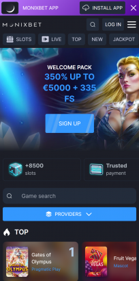 Monixbet Casino Homepage Mobile