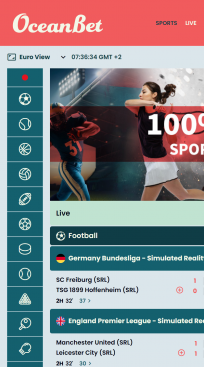 OceanBet Homepage Mobile