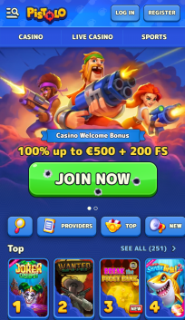 Pistolo Casino Homepage Mobile