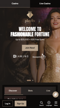 PlayFashionTV Casino Homepage Mobile