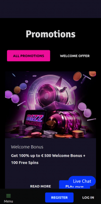 Rizz Casino Homepage Mobile