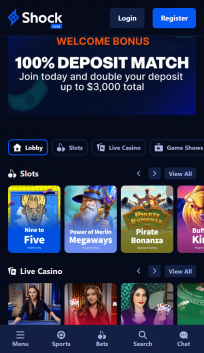 Shock Casino Homepage Mobile