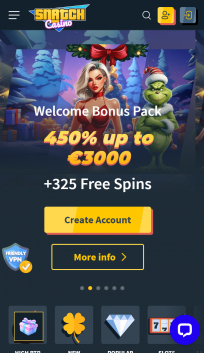 Snatch Casino Homepage Mobile