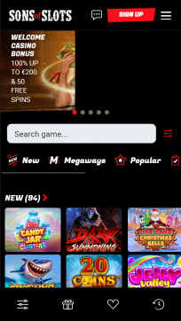 SonsOfSlots Homepage Mobile
