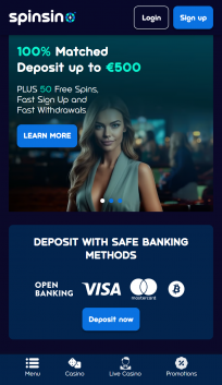 Spinsino Homepage Mobile