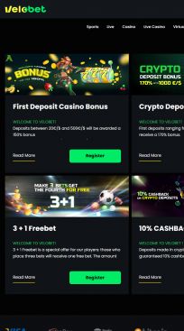 VeloBet Homepage Mobile