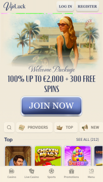 VipLuck Casino Homepage Mobile