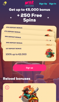 Wild Fortune Homepage Mobile