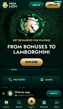 WinLion Homepage Mobile