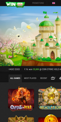 Wino Casino Homepage Mobile