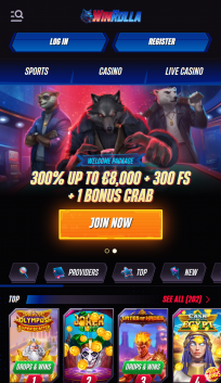 WinRolla Casino Homepage Mobile