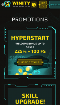 Winity Casino Homepage Mobile