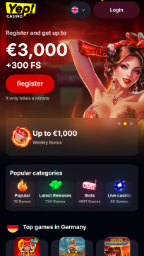 Yep Casino Homepage Mobile