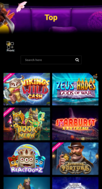ZetCasino Homepage Mobile