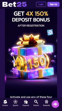 Bet25 Homepage Mobile
