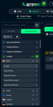 BetifyMe Casino Homepage Mobile