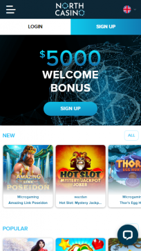 North Casino Homepage Mobile